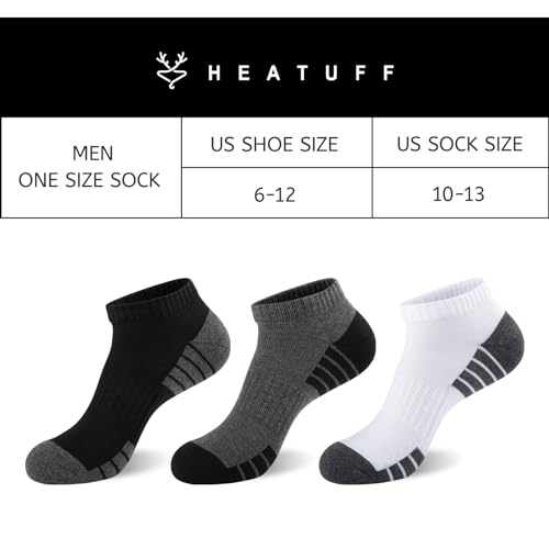 Heatuff Mens Cushioned Ankle Socks, Breathable Moisture Wicking Low