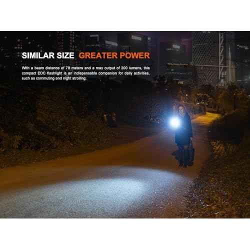 Fenix E12 V3 200 Lumen Compact LED AA Battery EDC Flashlight with EdisonBright AA Battery Carrying case