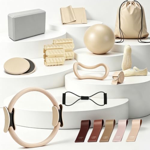 19-Piece Pilates Equipment Set with Yoga Block, Ring & Weights