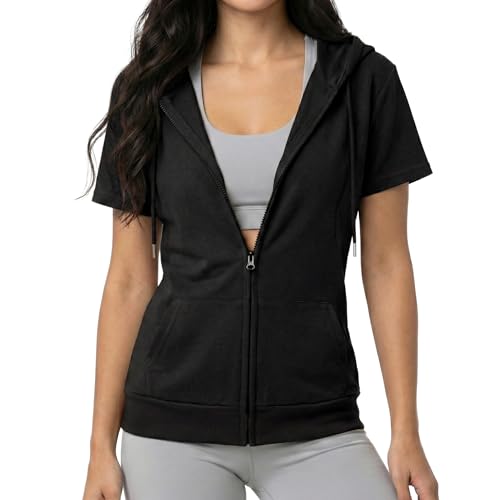 GIVON Women's Slim Fit Soft Cotton Blend Full Zip Hoodie - Medium / Dcf256-Black