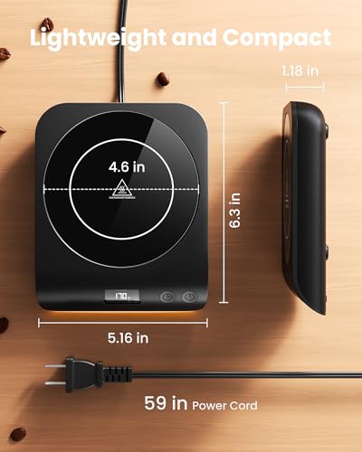 Gaiatop Black Coffee Mug Warmer 50W Smart Plate Fast Heating with Adjustable Temp