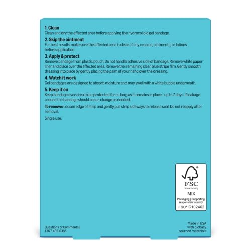Hydrocolloid Gel Bandages - Large Waterproof Wound Dressing, 4 Count