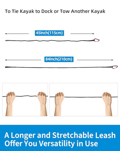 Kayak Paddle Leash - 4-7ft Stretchable Strap for Kayaking & Fishing