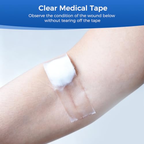 12 Rolls Transparent Medical Tape 1" x 10 Yards – Latex-Free Sterile Adhesive, 12 Roll Pack