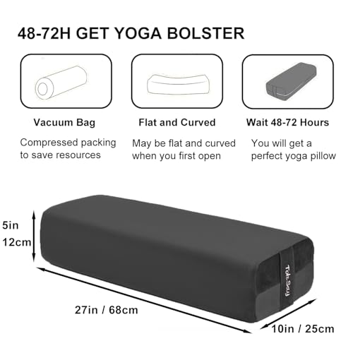 Rectangular Yoga Bolster Pillow - Black | Meditation Cushion for Support