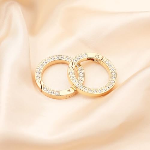 Gold Rhinestone Round Carabiner Clips - 4 Pack, 1.37 Inch
