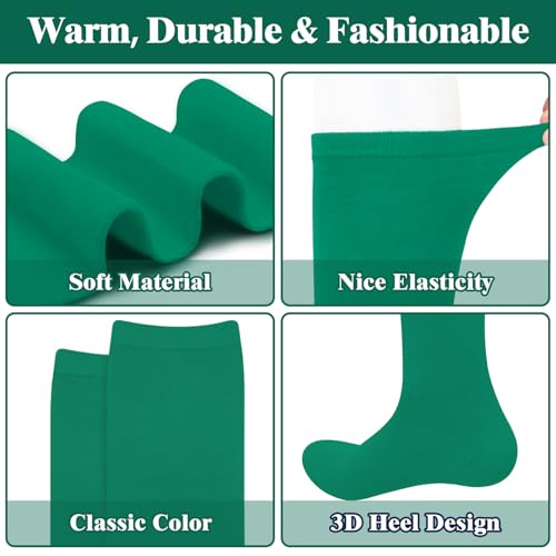 Knee High Socks for Women - Cotton Athletic Tube Socks - Grass Green - One Size
