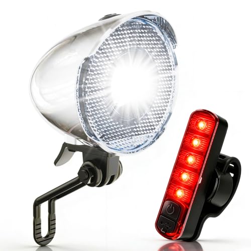 G2FS LITH Silver Vintage Bicycle Headlight 350Lumen Retro Bike Front Light