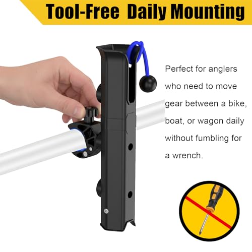 GearTrust Black Bicycle Round Pole Fishing Rod Holder for Bike & Ebike