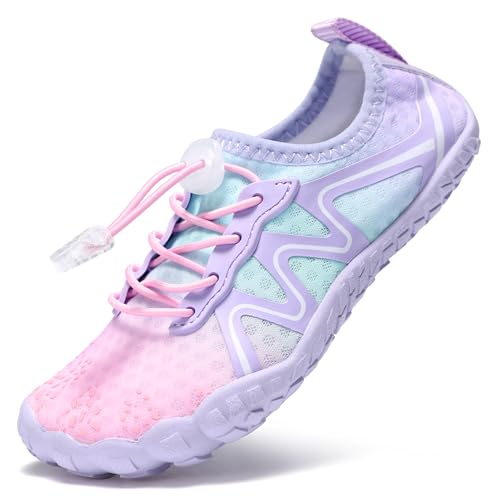 Kids Water Shoes - Quick Dry Barefoot with Drawstring - 2 Big Kid / Mermaid Ombre