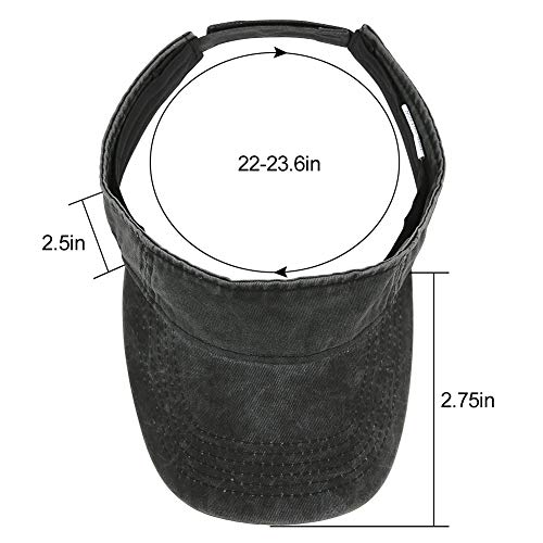 Sun Visor Hat - Cotton Baseball Cap for Men & Women - Black