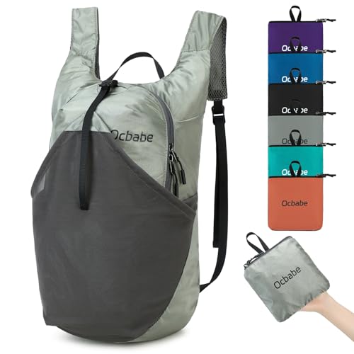 Ocbabe Gray 25L Ultra Lightweight Foldable Water-Resistant Hiking Daypack