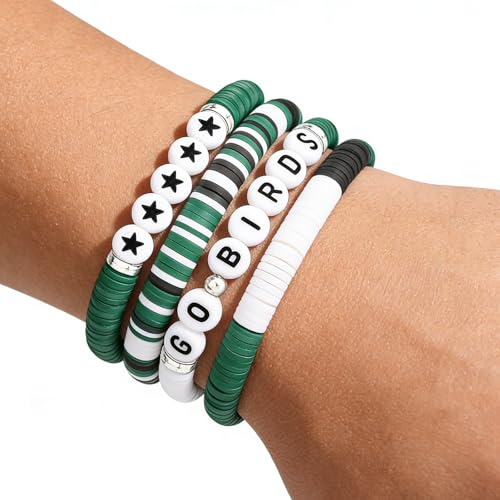 Football Fan Bracelet - Green Eagles Cheerleader Gift