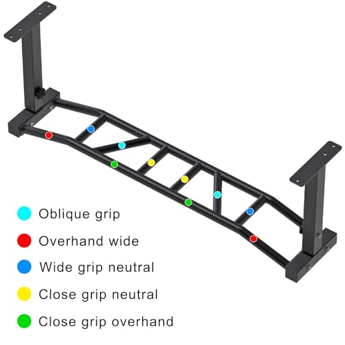 Heavy Duty 48" Ceiling Mounted Pull Up Bar - Multi-Grip 8.3"x2"