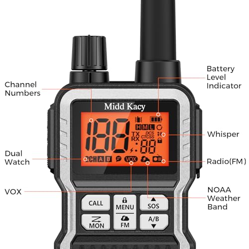 NULETO 2 Pack Silver Walkie Talkies Long Range GMRS Two-Way Radios