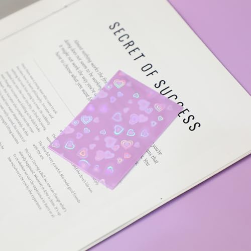 Holographic Heart Card Sleeves - 100 Pack, Purple