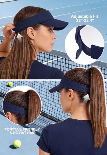 Structured Brim Visor Hat for Women - UPF 50+, One Size / Navy Blue