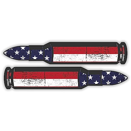 American Flag Bullet Ammo Stickers - 2 Pack, 3" x 0.5"