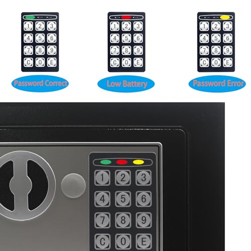Key and Electronic Security Safe Box Digital Deposit Box for Home Office Hotel Business Lock Box for Cash Jewelry Storage (Black, 0.17 Cubic Feet)