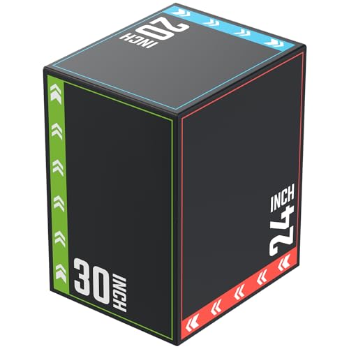 3-in-1 Plyo Box - Adjustable Height Foam Jump Training Equipment (20x24x30 inch)