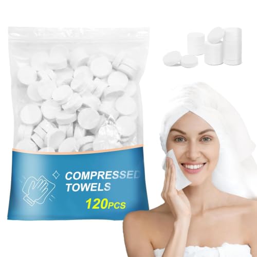 120PCS Compressed Towel Tablets - Disposable Travel Face Towels