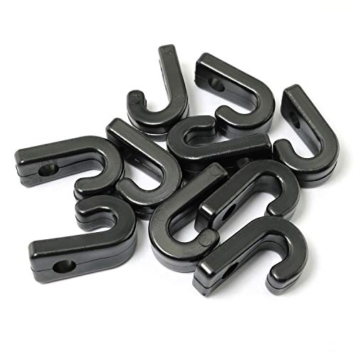 10-Pack Kayak J Hooks - Black Nylon Lashing Hooks for Boating