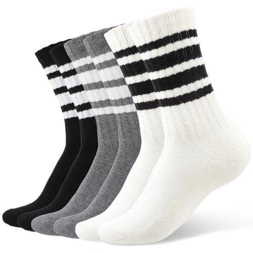 Striped Casual Athletic Socks for Women - 6 Pcs Set