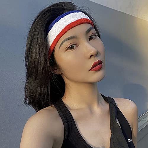 5-Piece Sweatband and Striped Socks Set - Red/White/Blue