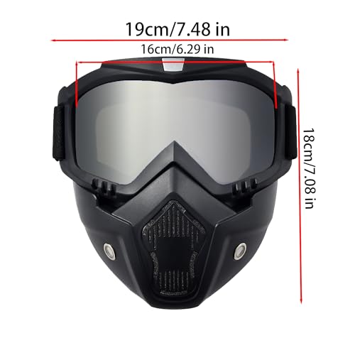 CROSSBODY Silver Paintball Mask Anti-Fog Goggles with Removable Face Mask