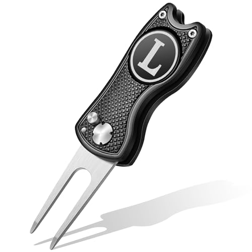 Sonwyoung Golf Divot Repair Tool with Letter L – Black Foldable Slot Ball Marker Gift