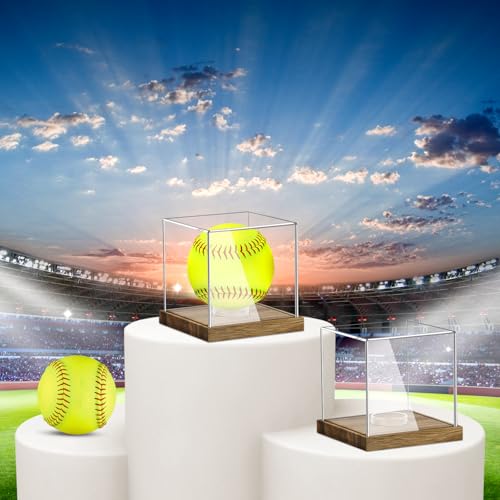 Acrylic Softball Display Case with Wood Base - Elegant Storage Box