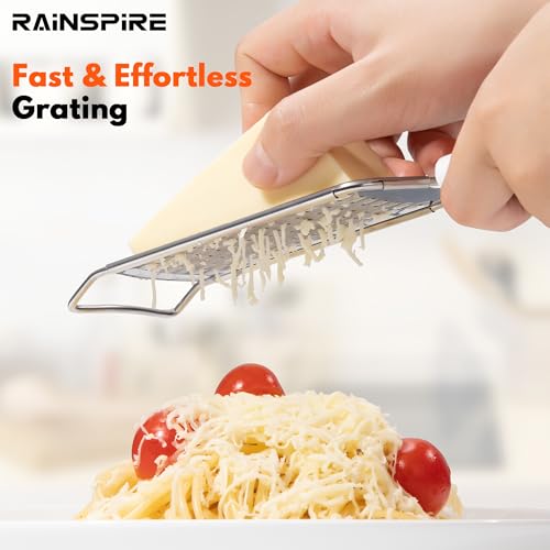 Professional Stainless Steel Cheese Grater with Soft Grip Handle - Black