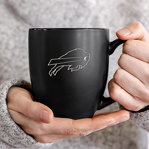Buffalo Bills 15oz Matte Black Bistro Mug - Etched Team Logo