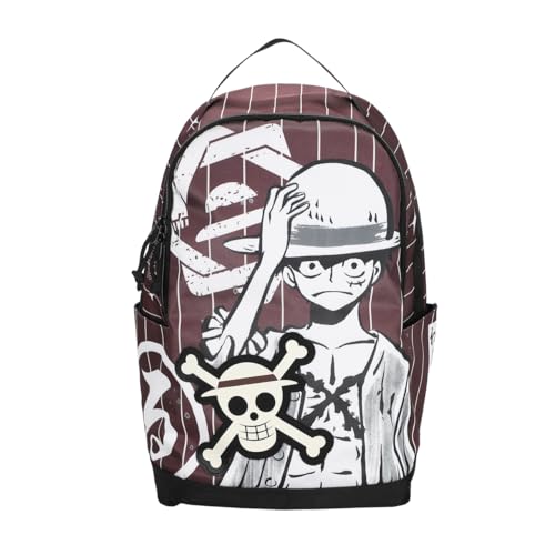One Piece Luffy Character Art Brown Backpack with Laptop Sleeve