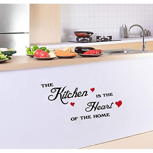 The Kitchen is The Heart of The Home Red Heart Wall Sticker Art Quote Home Decor(18''x17)