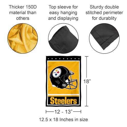 Pittsburgh Steelers Yard Garden Flag - Double Sided Sports Team Decor 12.5x18 Inches