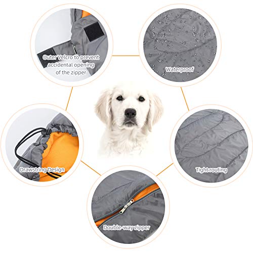 Dog Sleeping Bag Waterproof Warm Packable Bed with Storage for Indoor
