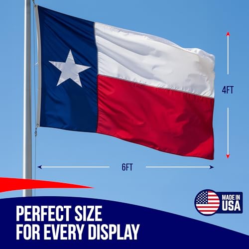 Rushmore Rose USA Texas Flag 4x6 ft Heavy Duty Outdoor Sewn State Banner with Brass Grommets