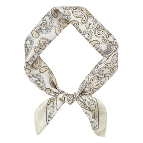 Vintage Silk Feel Square Scarf for Men - White Pattern Bandana