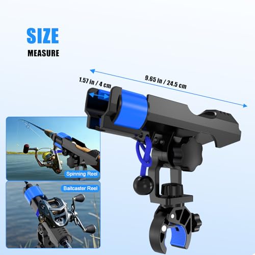 VEXPLO Black Clamp-On Round Rail Fishing Rod Holder for Boats