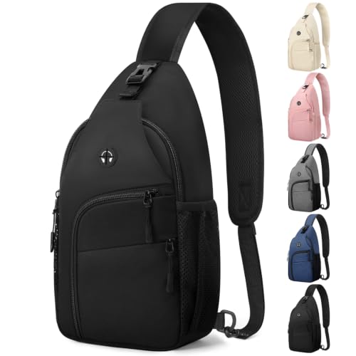 Pritent Medium Black Crossbody Sling Backpack for Women & Men
