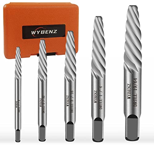 5Pcs Screw Extractor Set Spiral Flute Bolt Extractor Set Cr-MO Easy Out Bolt Extractor Set for Removing Stripped Screws and Broken Bolts