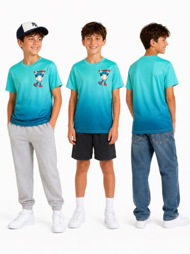 Lovekider Boys Gradient Graphic T-Shirt, Short Sleeve Sports Tee 9-10Y Baseball Batter