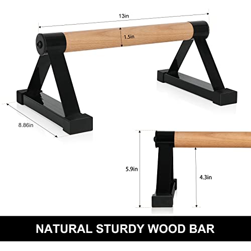 Wood Push Up Bars - Anti-Slip Handstand Parallettes - Black