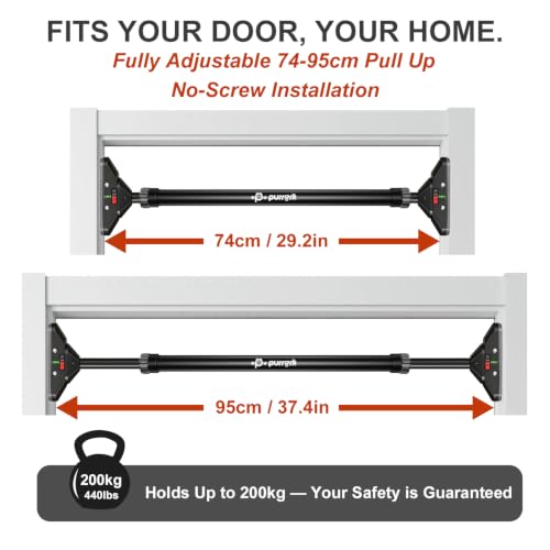 Adjustable No-Screw Doorway Pull Up Bar - 440lbs, Charcoal