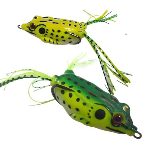 Weedless Topwater Frog Lures - 5pcs Lifelike Bass Fishing Baits