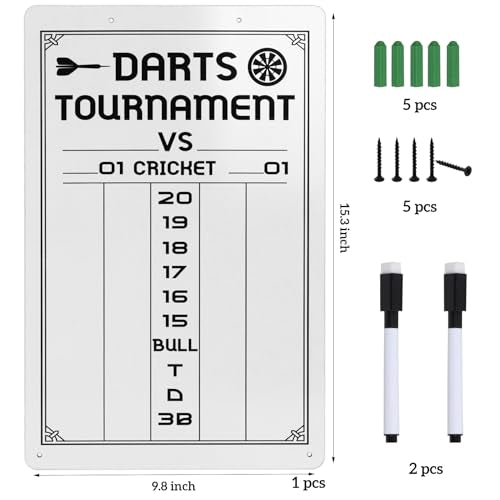 Dry Erase Dart Scoreboard for Cricket & 01 Games - 15.3 x 9.8 Inches