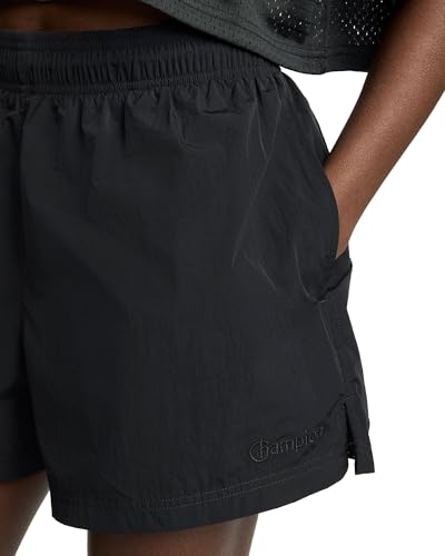 Woven Taslan Shorts for Women - 3" Inseam, Large, Black