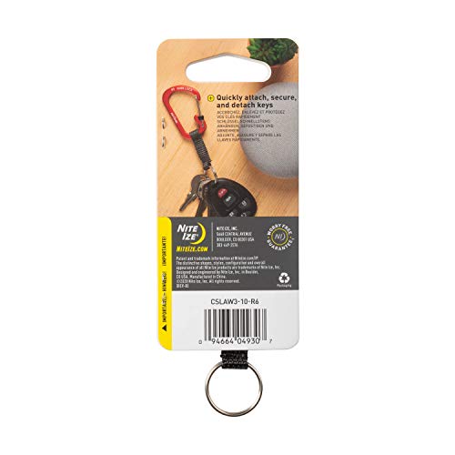 SlideLock Key Ring Carabiner with Webbing - Red