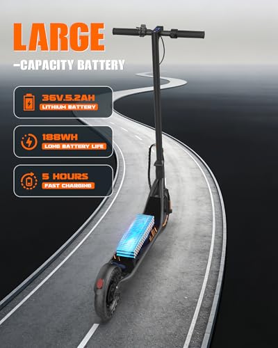 Electric Scooter V3 - 350W Motor, 19 MPH, 28 Mile Range, Black & Orange